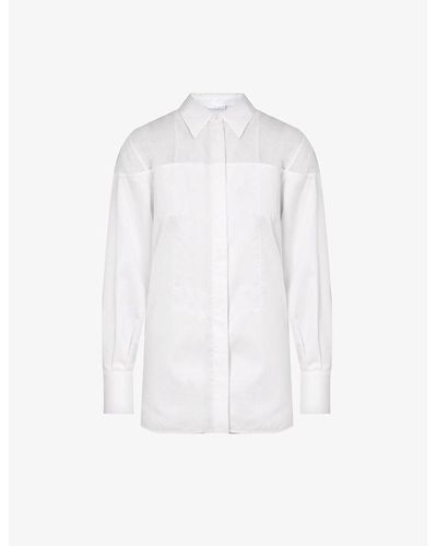 Helmut Lang Sheer-panel Relaxed-fit Cotton-poplin Shirt - White
