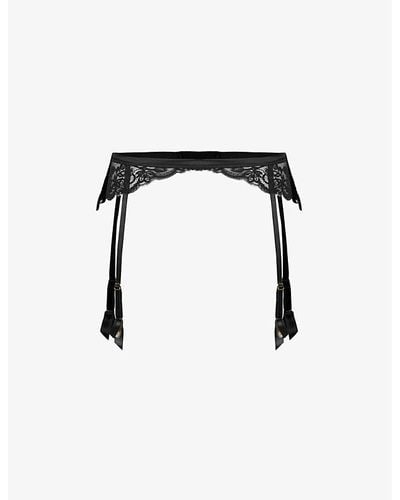 Coco De Mer Seraphine Silk-blend Suspender Belt - Black