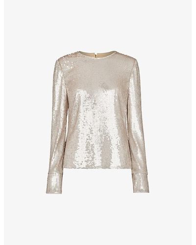 Whistles Sequin-embellished Round-neck Recycled Polyester-blend Top - White