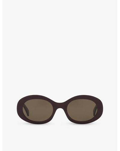 Celine Cl40194u Triomphe Oval-frame Acetate Sunglasses - Purple