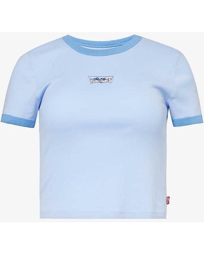 Levi's Logo-appliquéd Slim-fit Cotton-jersey T-shirt - Blue