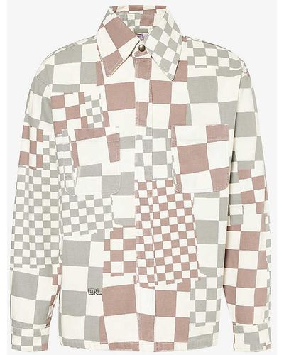 ERL Checked Brand-embroidered Cotton Jacket - White