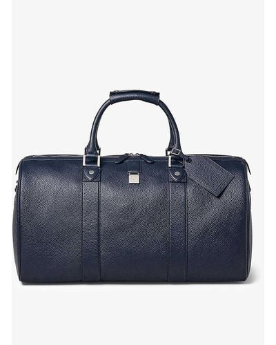 Aspinal of London Boston Grained-leather Duffle Bag - Blue