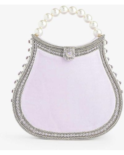 Mae Cassidy Nimmi Jewel Pearl Velvet And Metal Top-handle Bag - Multicolour