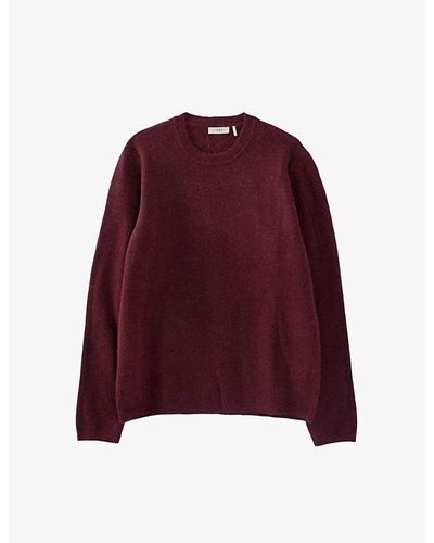 IKKS Round-neck Brushed-finish Knitted Sweater - Red