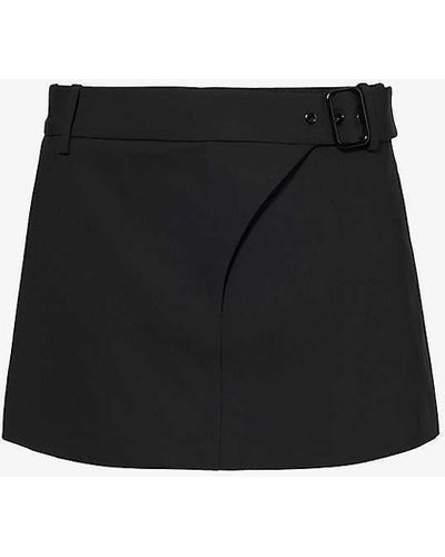 Sir. The Label Leonardo Buckled Wrap Wool-blend Mini Skirt 0 - Black