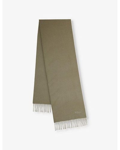 Mulberry Logo-embroidered Merino Wool Scarf - Green
