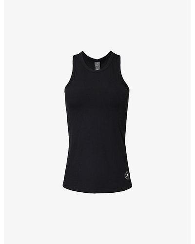 adidas By Stella McCartney Logo-print Slim-fit Stretch-recycled Polyamide Top - Black