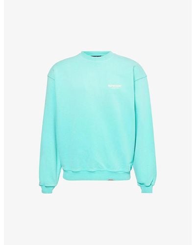 Represent Owners' Club Slogan-print Relaxed-fit Cotton-jersey Sweatshirt X - Blue