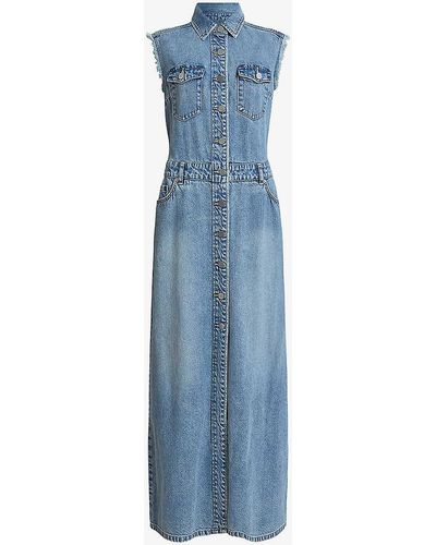 AllSaints Blair Denim Organic-cotton Maxi Dress - Blue
