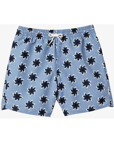 Sandro Floral-print Swim Shorts - Blue
