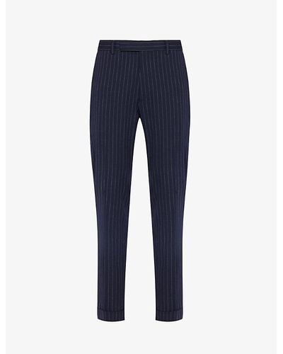 Polo Ralph Lauren Pinstripe Regular-fit Tapered-leg Recycled Polyester-blend Pants - Blue