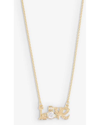 Vivienne Westwood Erica Orb-embellished Gold-plated 925 Sterling Silver And Cubic Zirconia Pendant Necklace - White