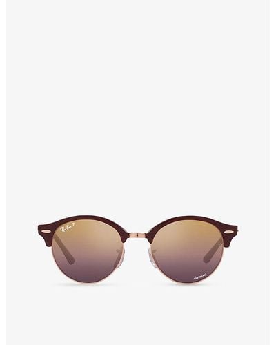 Ray-Ban Rb4246 Clubround Chromance Round-frame Acetate Sunglasses - Pink