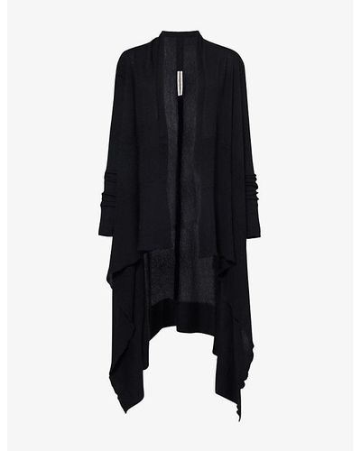 Rick Owens Relaxed-fit Waterfall-hem Cashmere Cardigan - Black