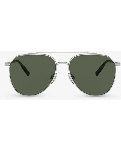 Dolce & Gabbana Dg2296 Pilot-frame Steel Sunglasses - Green