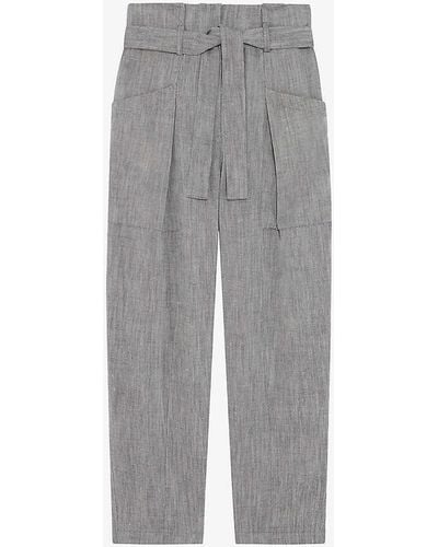 IRO Zinah Carrot-leg High-rise Woven Trousers - Grey