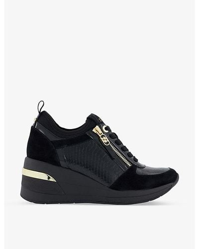 Dune Eilin Wedge-heel Leather Low-top Sneakers - Black