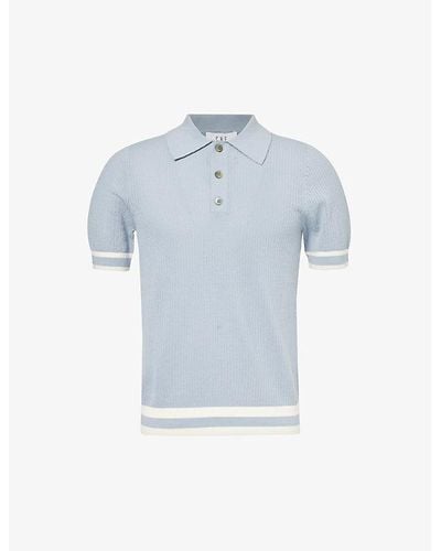 CHE Quinn Stripe-trimmed Cotton-knit Polo Shirt - Blue