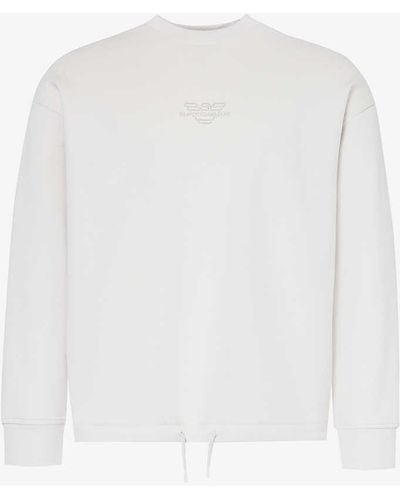 Emporio Armani Logo-embroidered Cotton-blend Sweatshirt - White