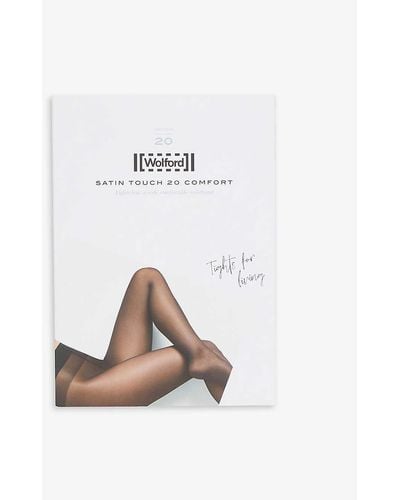 Wolford Satin Touch 20 Brand-woven Tight - White