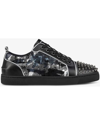 Christian Louboutin Louis Junior Orlato Studded Leather Low-top Trainers - Black