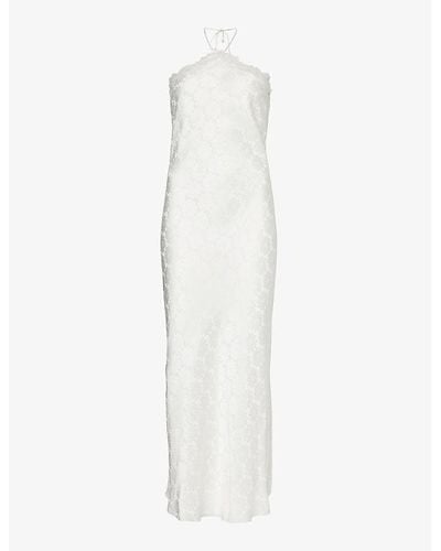 Stella McCartney Floral-pattern Halterneck Woven Midi Dress - White