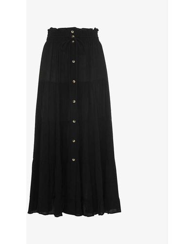 Whistles Crinkled Woven Midi Skirt - Black