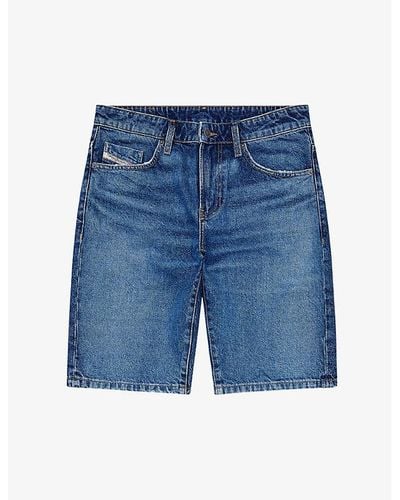 DIESEL Faded-wash Slim-fit Denim Shorts - Blue