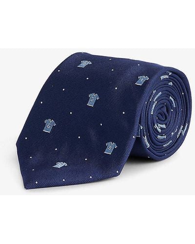 Paul Smith Sports Shirt-embroidered Silk Tie - Blue