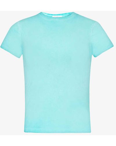 GOOD AMERICAN Faded-wash Stretch-cotton Top - Blue