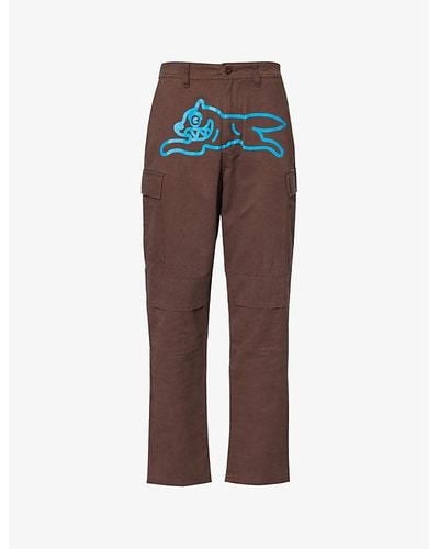 ICECREAM Running Dog Brand-print Straight-leg Regular-fit Cotton Pants - Red