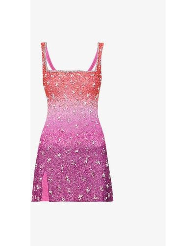 Clio Peppiatt Gradient Sequin-embellished Stretch-woven Mini Dress - Pink