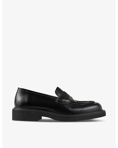 Sandro Logo-debossed Chunky-sole Leather Loafers - Black