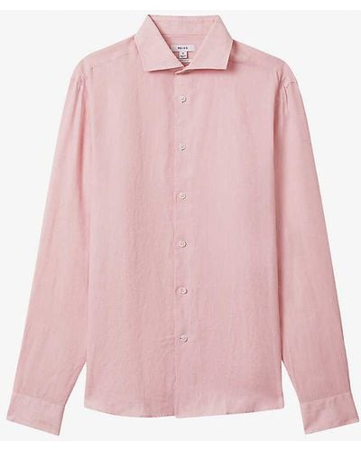 Reiss Ruban Regular-fit Linen Shirt Xx - Pink