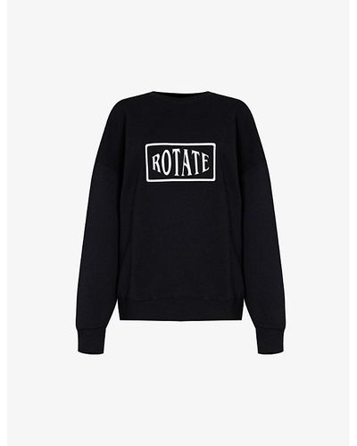 ROTATE SUNDAY Brand-embroidered Relaxed-fit Organic-cotton Sweatshirt - Black