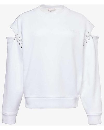 Alexander McQueen Cut-out Cotton-jersey Sweatshirt - White