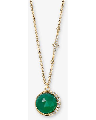 Astley Clarke Luna Large 18ct Yellow Gold-plated Vermeil Sterling-silver And Chalcedony Pendant Necklace - White