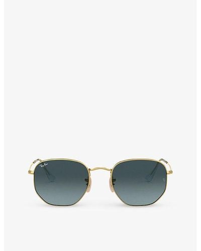 Ray-Ban Rb3548n Gold-tone Metal And Glass Hexagonal Sunglasses - Metallic