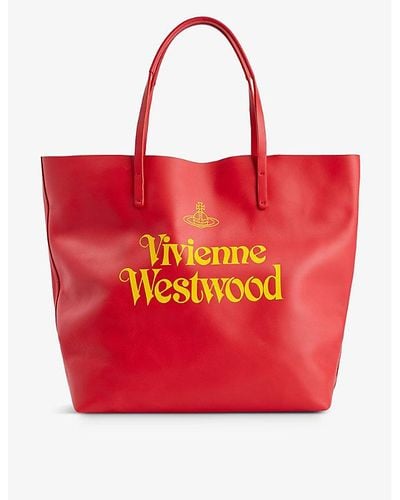 Vivienne Westwood Studio Shopper Leather Tote Bag - Red