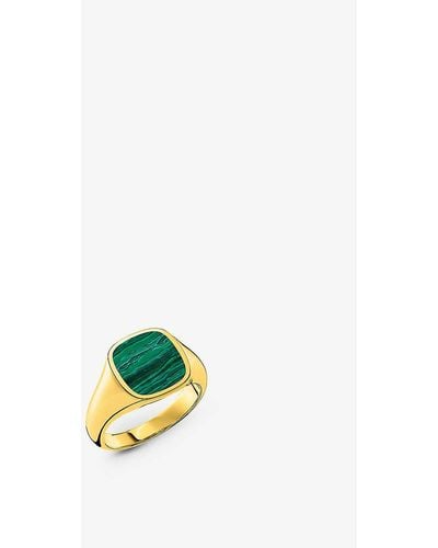 Thomas Sabo Classic 18ct Yellow Gold-plated Sterling Silver And Malachite Signet Ring - White