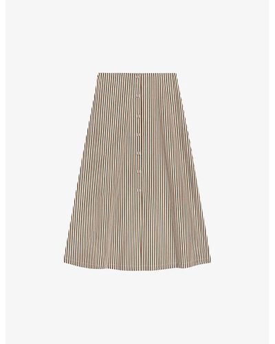 Claudie Pierlot Stripe-pattern Cotton Midi Skirt - Natural