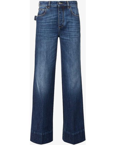 Bottega Veneta Faded-wash Whiskered Straight-leg High-rise Jeans - Blue