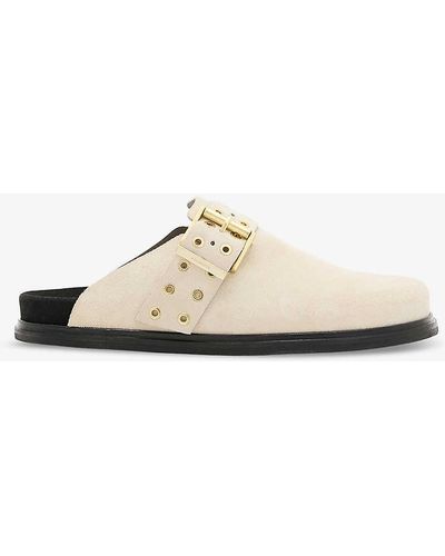 AllSaints Juno Buckle-embellished Flat Suede Mules - White