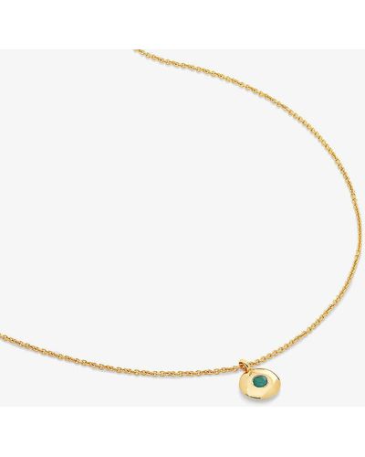 Monica Vinader May Birthstone 18ct -plated Vermeil Sterling-silver And Emerald Pendant Necklace - Natural