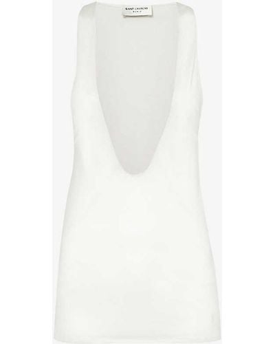 Saint Laurent Low-neck Silk Top - White