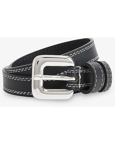 Whistles Square-buckle Slim Leather Belt - Multicolour