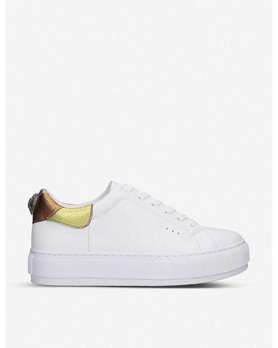 Kurt Geiger Laney Metallic-stripe Leather Trainers - White