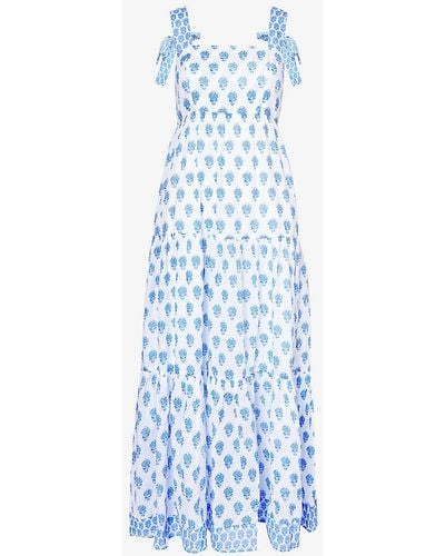 Aspiga Tabitha Floral-print Organic-cotton Maxi Dress - Blue