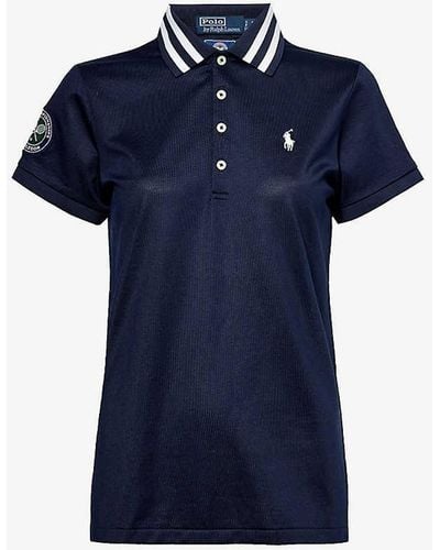 Polo Ralph Lauren X Wimbledon Brand-patch Recycled-polyester And Cotton-blend Polo Shirt - Blue